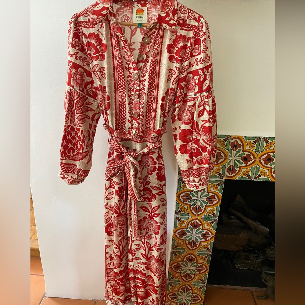 Farm Rio red pineapple garden jumpsuit